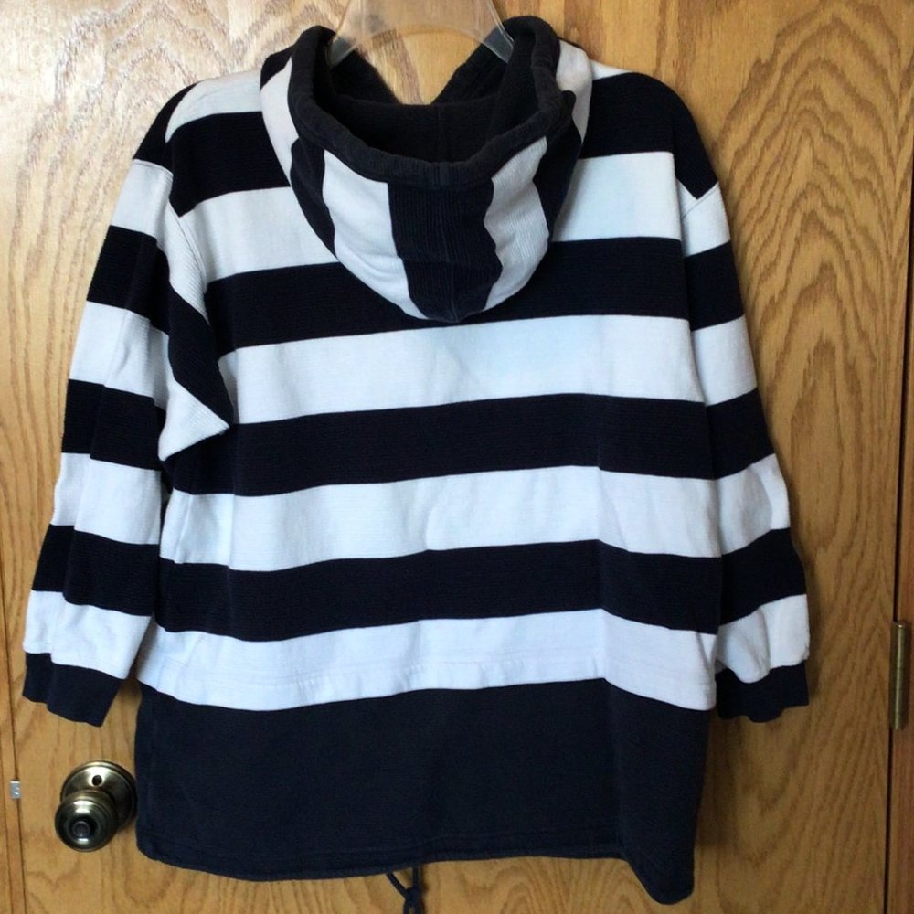 Liz & Co (Liz Claiborne) - Blue & white stripe hoodie sweatshirt - Picture 2 of 10